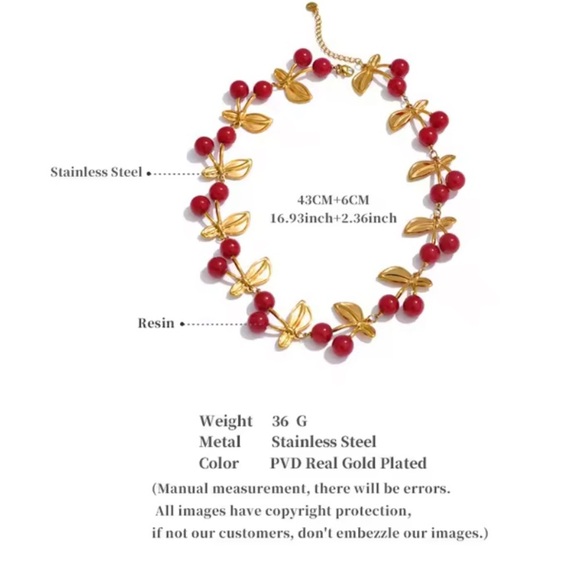 2025 brand New adjustable Cherry Gold Women's Necklace - Picture 6 of 13